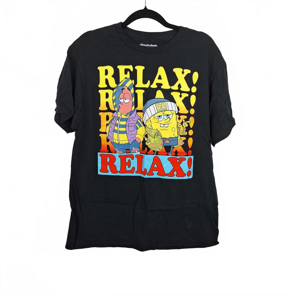 Nickelodeon Men's Graphic Sponge Bob Short Sleeve Black Size Large‎